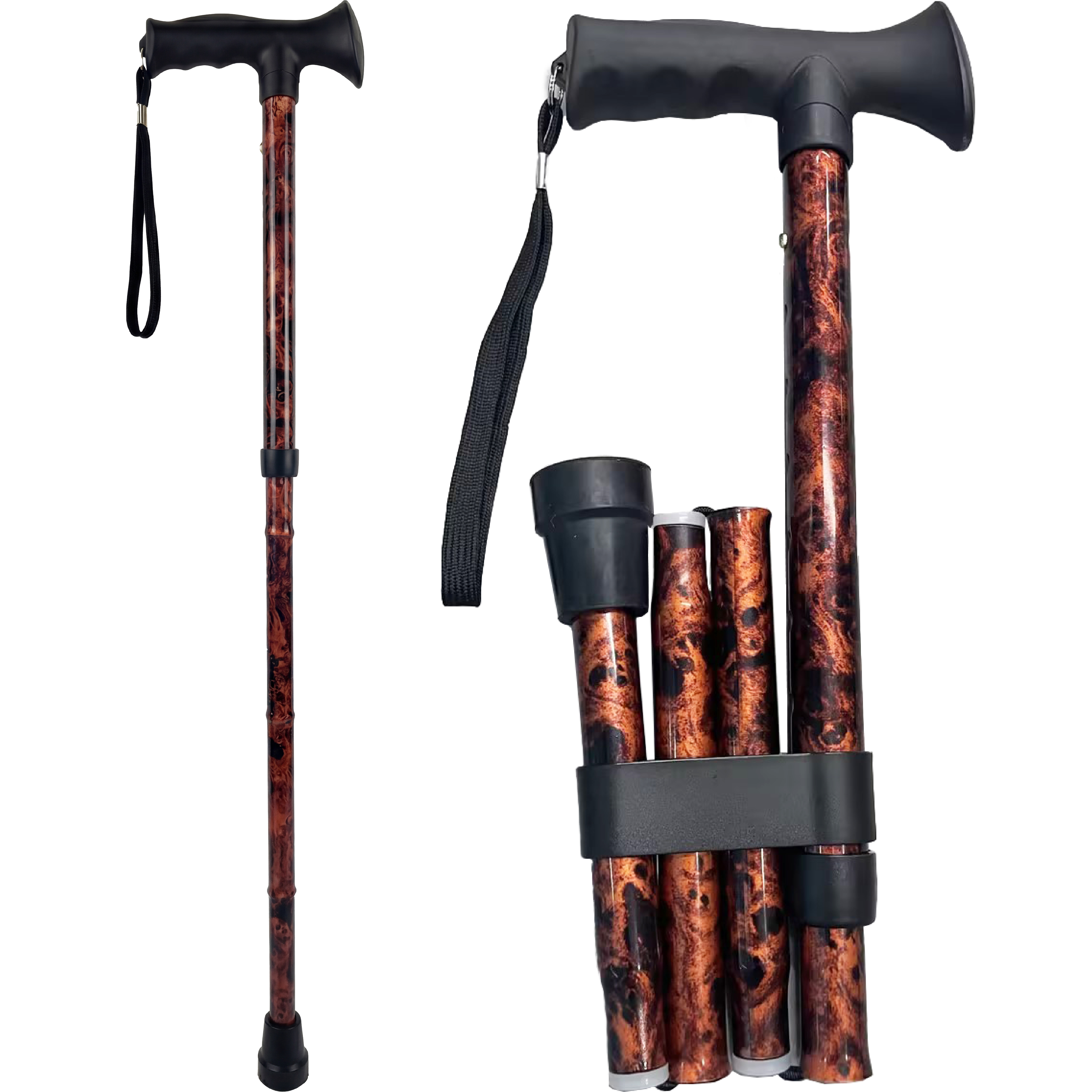 Folding Cane with Quad Tip Black – Nova Medical Products